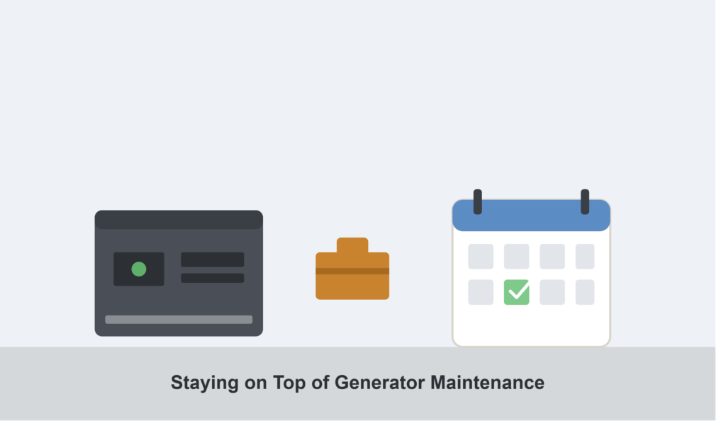 Generator maintenance schedule with toolbox and calendar checklist