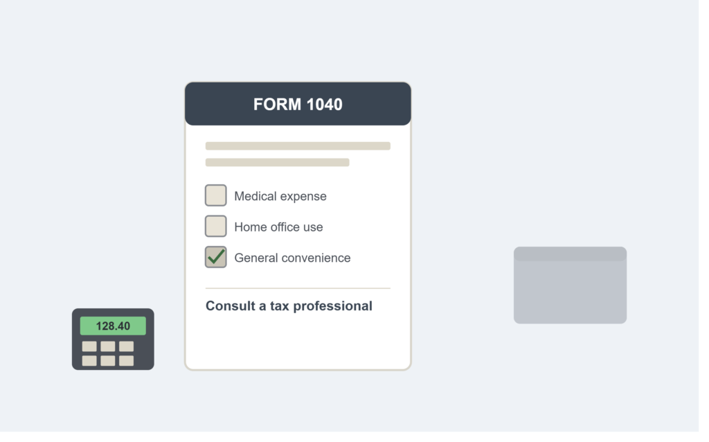 Tax form showing generator deduction categories: medical expense and home office use