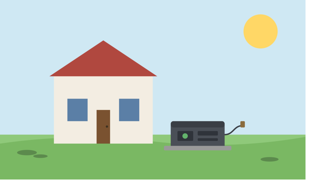 Whole house standby generator installed next to a home