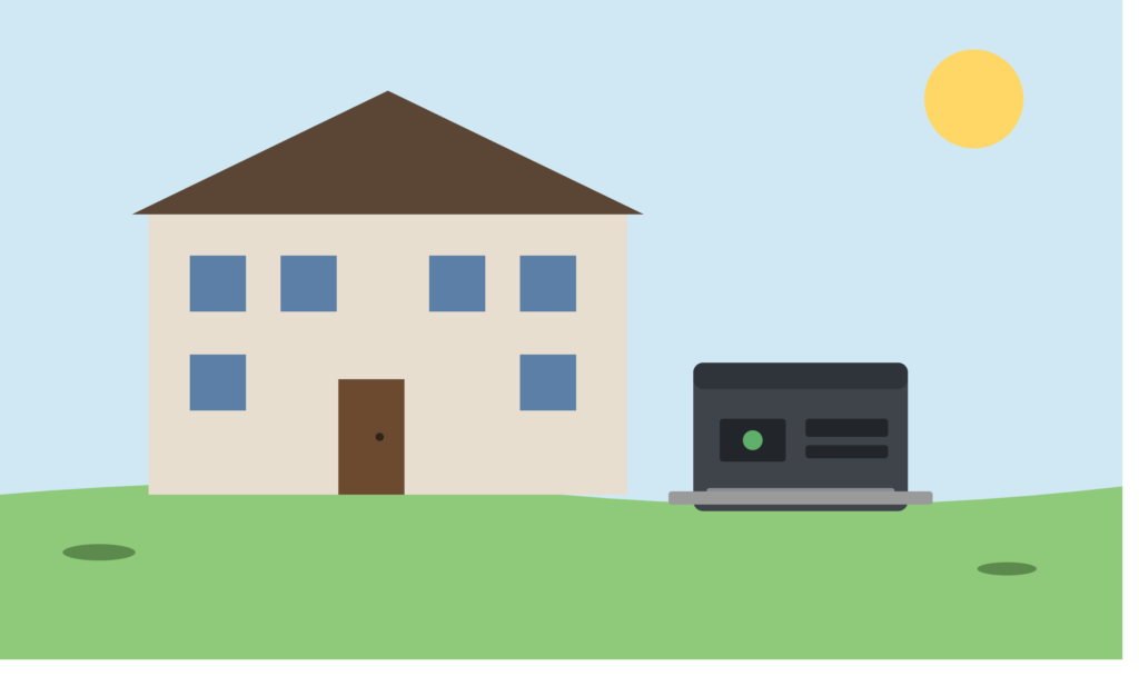 Large whole house generator installed beside a two-story home